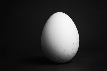 Simple still life of a single white egg on black
