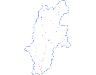 長野県　地図　白　斑点　イラスト