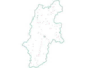 長野県　地図　白　斑点　イラスト