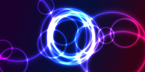 Abstract glowing neon circles background. modern background.