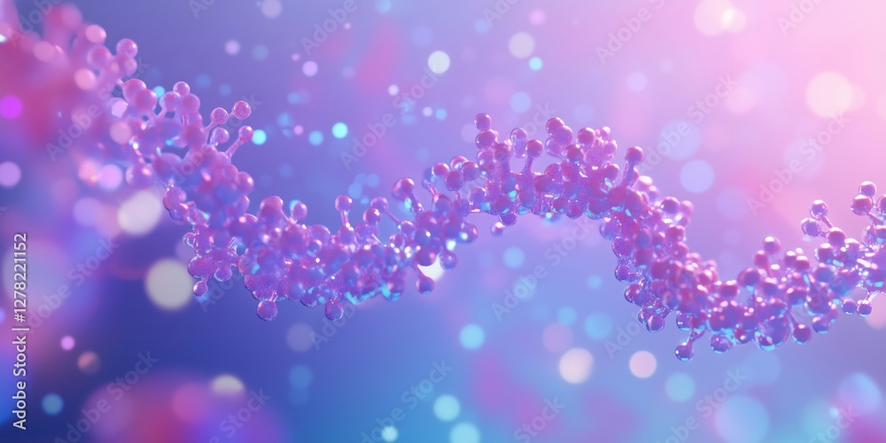 Poster colorful abstract representation of molecular structure with bokeh background