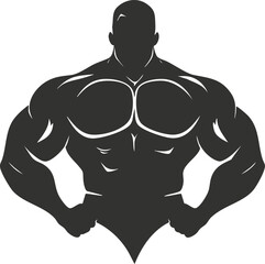 Fototapeta premium Silhouette of a muscular bodybuilder in a powerful pose.