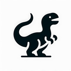 Flat and minimalist dinosaur logo icon of silhouette  design isolated on white background