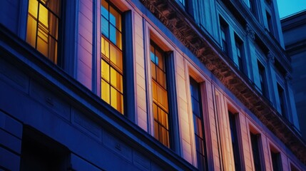 Obraz premium Federal Reserve building with twilight glow. Featuring national economic policies and financial regulation