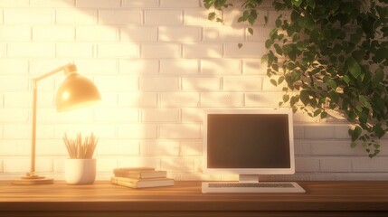 Inspiring remote workspace design home office digital bright environment aesthetic view creative productivity