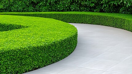 Meticulously Designed Pathway with Green Hedges