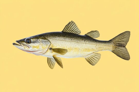 A realistic looking snook fish swims to the left