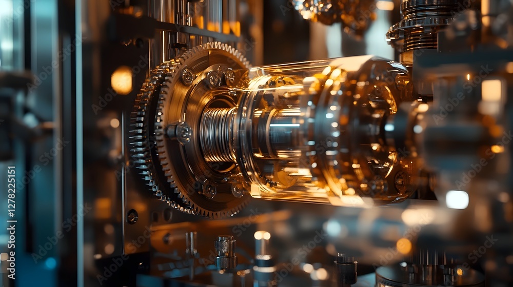 Fototapete intricately detailed vintage clockwork machinery with mesmerizing brass and copper gears cogs and me