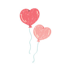 Two Heart Shaped Balloons in Pastel Colors, Perfect for a Romantic Design