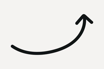 Minimalist curved arrow pointing upward, element vector