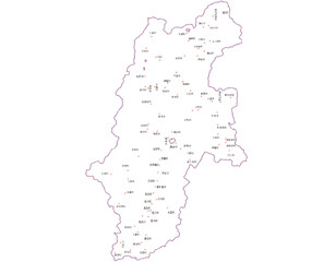 長野県　地図　白　斑点　イラスト