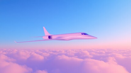 Fototapeta premium Sleek aircraft soaring through vibrant clouds, showcasing futuri