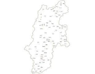 長野県　地図　白　斑点　イラスト