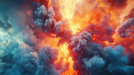 Fototapeta premium Explosive Abstract Colorful Clouds with Fiery Explosion Effect