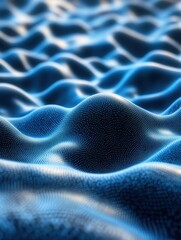 Obraz premium Abstract blue digital wave background with blurred depth of field and dynamic dot pattern surface