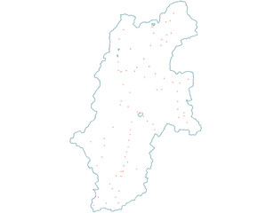 長野県　地図　白　斑点　イラスト