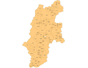 長野県　地図　オレンジ　斑点　イラスト