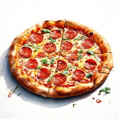 Delicious Pepperoni Pizza with Basil