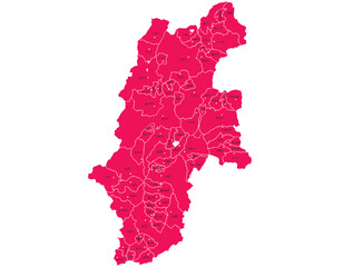 長野県　地図　マゼンタ　斑点　イラスト