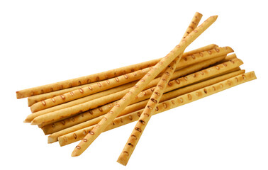 Pretzel sticks cut out on a white background.