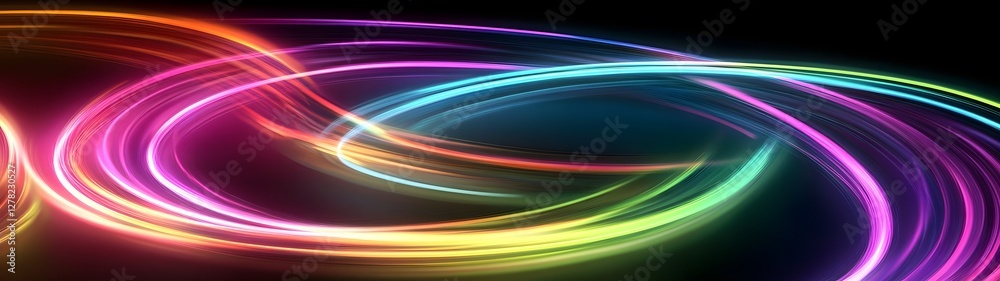 Aufkleber Mesmerizing abstract image of a dynamic swirling vortex of vibrant colorful lights and energy  The luminous glowing curves and fluid motion create a captivating