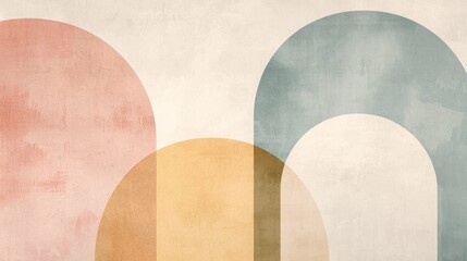 Abstract Geometric Art: Pastel Hues and Textured Arches
