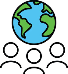 World business icon, colorful, International organization, financial transactions, world map icons. Delivery service, global outsource