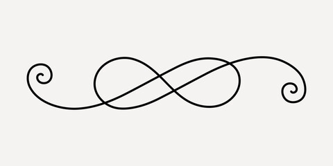 Elegant black decorative swirl design, hand drawn vector