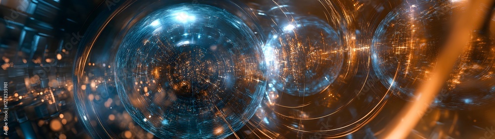 Poster Mesmerizing futuristic fractal vortex in a glowing colorful neon holographic tunnel creating a captivating and dynamic digital art visualization of abstract space energy and information