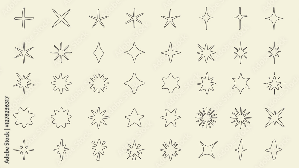 Wall mural a collection of star icons in various shapes and styles. star icons feature different designs, with 