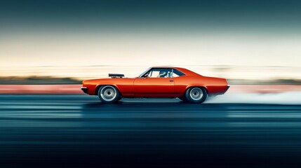 Obraz premium Drag racing car powering through the quarter-mile. Featuring focus and determination