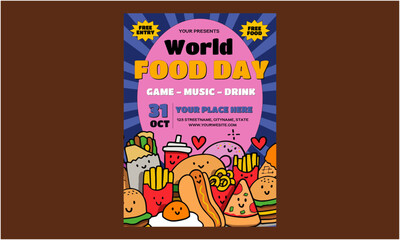 Obraz premium Food day Flyer. Vector illustration of national food day flyer poster template design 
