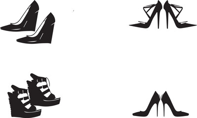silhouette of clean vector of wedges pumps isolated