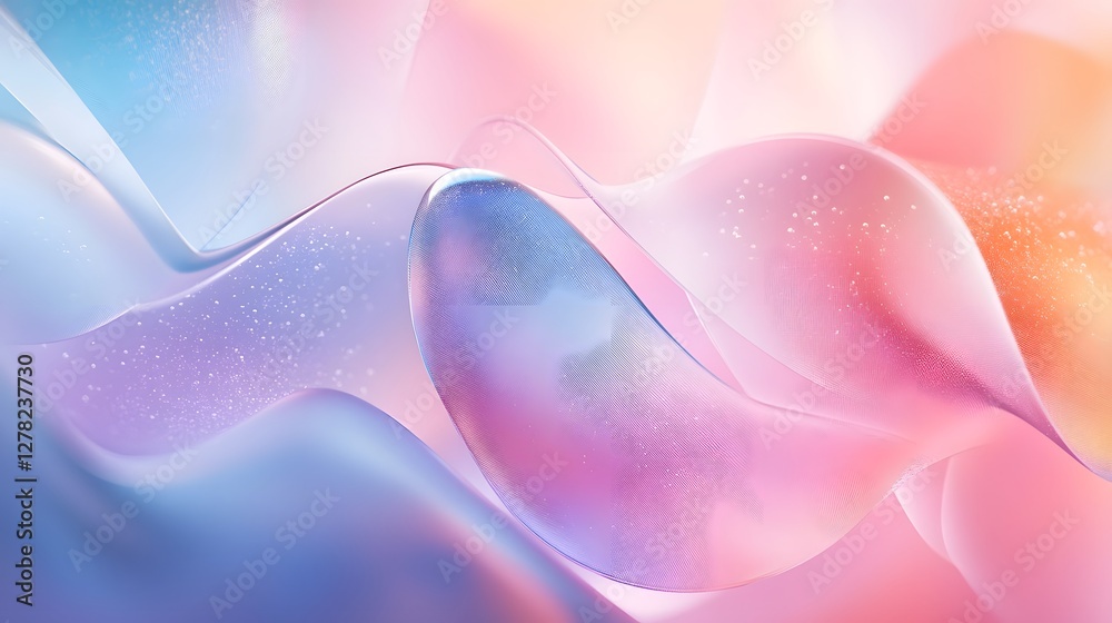 Poster Mesmerizing Prismatic Waves of Color   Surreal Digital Abstract Artwork with Vibrant Gradients Soft Textures and a Dreamlike Ethereal Atmosphere