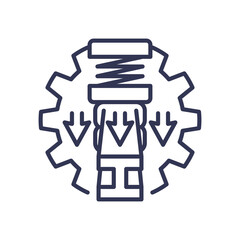 Illustration of a gear and press symbolizing industrial molding and shaping processes.