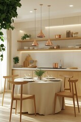 Modern Minimalist Kitchen Dining Room Setting