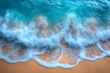 Serenity of Ocean Waves Meeting Sandy Shoreline for Relaxation and Travel Inspiration