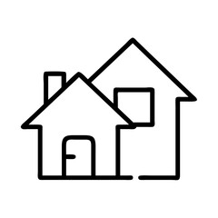building houses icon, building houses line art - simple line art of building houses, perfect for building houses logos and icons