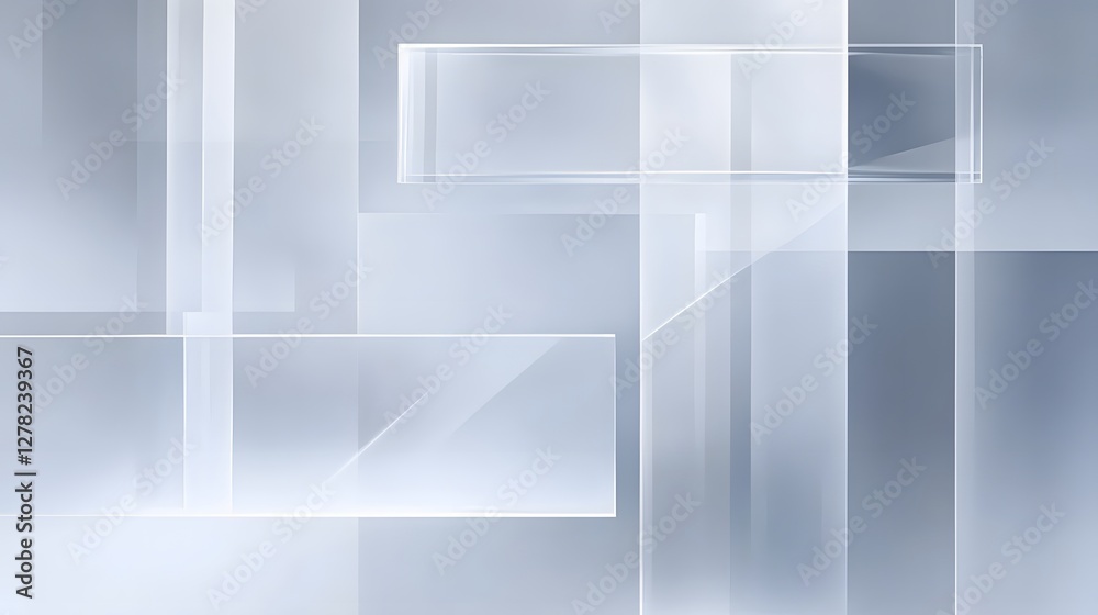 Leinwandbilder Minimalist abstract geometric architectural composition with grey shapes rectangular forms and transparent glass blocks creating a clean modern and visually appealing design