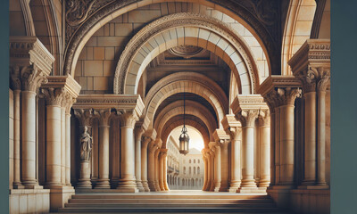 Fototapeta premium Mystischer Säulengang , vintage, copy space