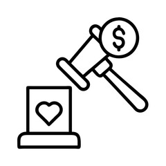 charity auction icon, charity auction line art - simple line art of charity auction, perfect for charity auction logos and icons