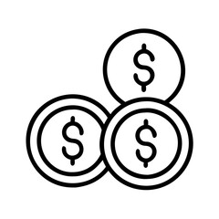 coins icon, coins line art - simple line art of coins, perfect for coins logos and icons