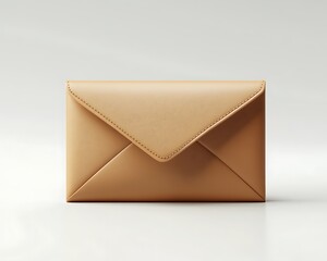 Beige Envelope Clutch on White Background
