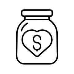 fundraising jar icon, fundraising jar line art - simple line art of fundraising jar, perfect for fundraising jar logos and icons