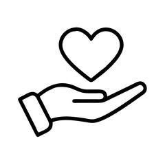 hand holding heart icon, hand holding heart line art - simple line art of hand holding heart, perfect for hand holding heart logos and icons