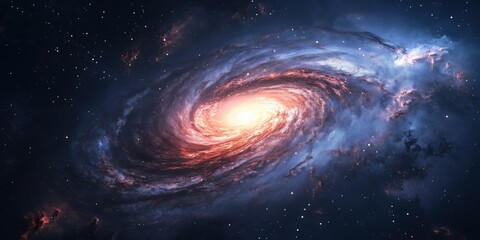 Obraz premium Stunning spiral galaxy with vibrant colors and cosmic details in deep space