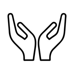 open hands icon, open hands line art - simple line art of open hands, perfect for open hands logos and icons