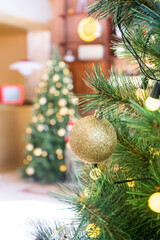 Christmas tree in living room,Festive image in holiday,Merry Christmas and Happy New Year.