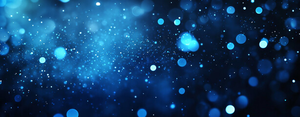 Fototapeta premium Vibrant blue abstract background with glowing particles and bokeh