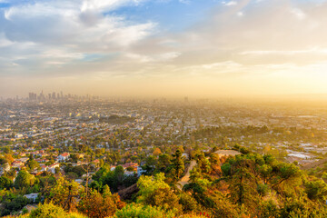 Sunset Panorama of Los Angeles from Mount Hollywood